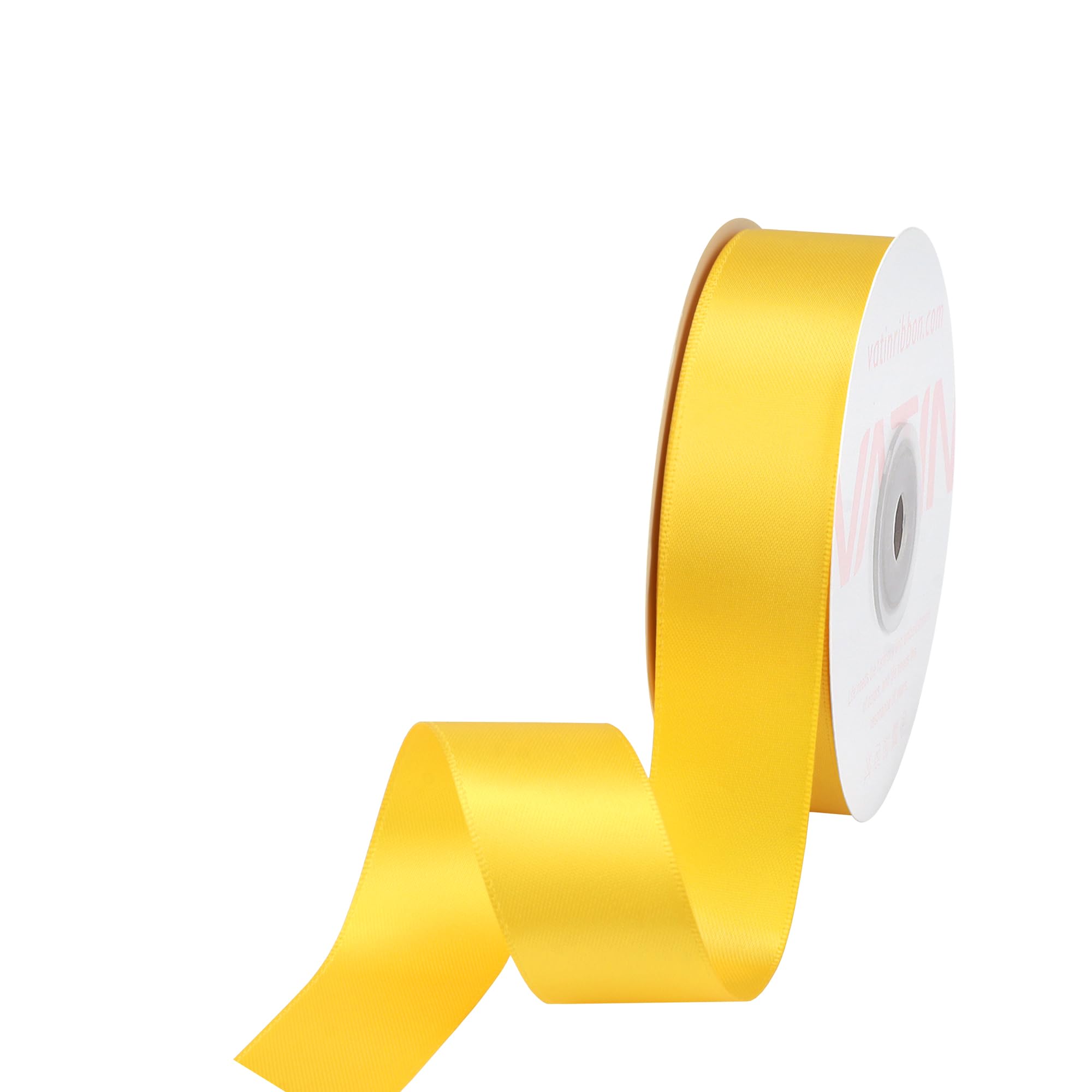 VATIN 25mm Double Faced Polyester Satin Ribbon Maize Yellow - 23 Metre/Spool, Perfect for Wedding, Wreath, Baby Shower,Packing and Other Projects