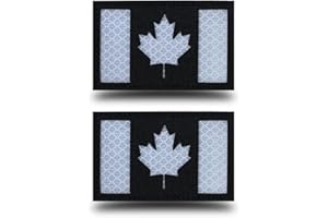 Antrix 2 Pack Reflective Canada Flag Black Tactical Patches Hook and Loop CA Maple Emblem Patch,Military Uniform Army Motorcy