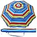 AMMSUN 6.5ft Portable Beach Umbrella for Sand with air vent Tilt Pole, Carry Bag UV 50+ Protection Outdoor Umbrellas Windproof for Patio Garden Beach Pool Backyard Navy Stripe
