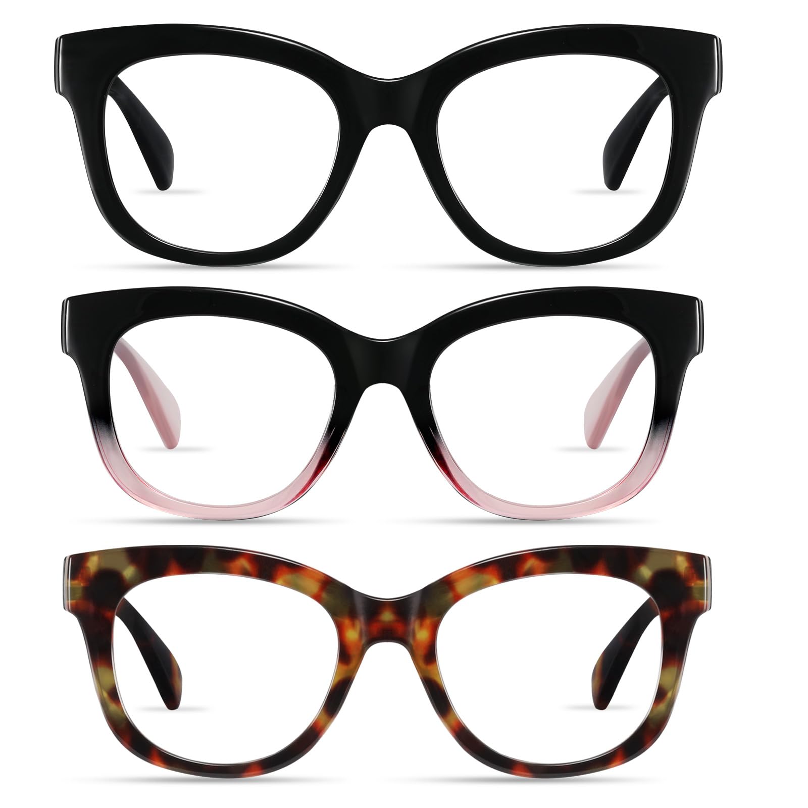 Photo 1 of kunchu Reading Glasses for Women - Oprah Blue Light Reading Glasses with Spring Hinge, Anti-Glare/Eyestrain Computer Readers (3 Pack, 1.5X)