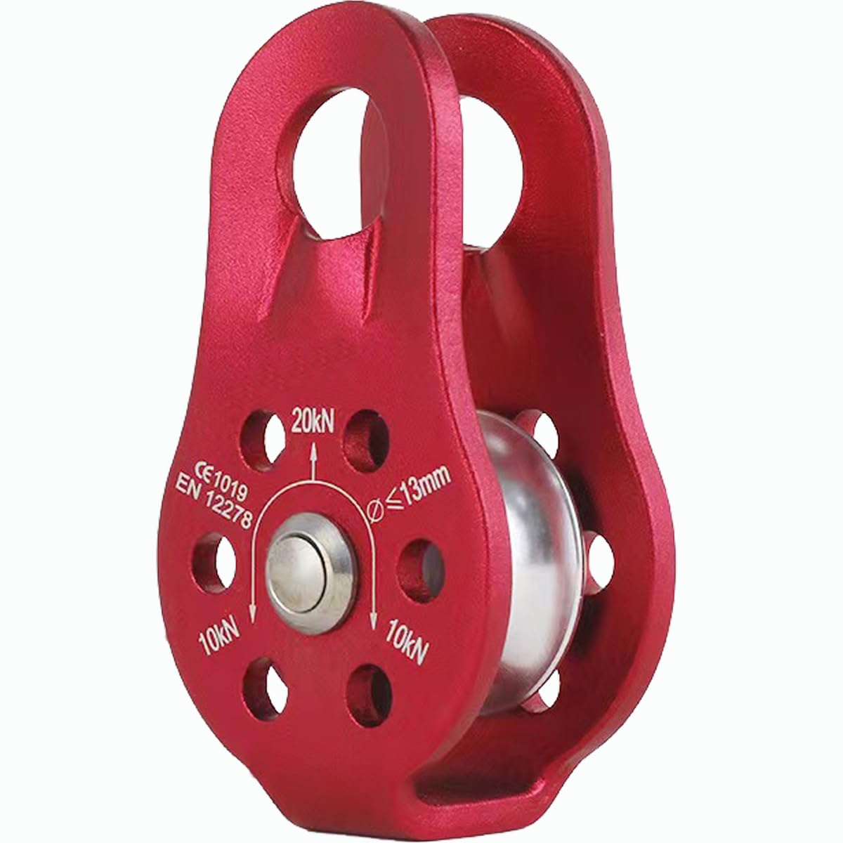 Tread star Pulley Pulley 20 kN High Performance Aluminium Alloy Pulley for 12 mm Climbing Single Rope Pulley Block for 12 mm Rope Climbing (2, Red)