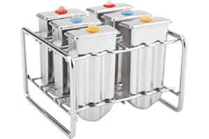 Ice Cream Molds, Stainless Steel Popsicle Moulds 6 Grids Popsicle Maker for Kids DIY Making Ice Cream at Home in Summer with 