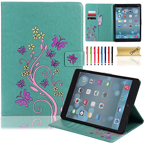 iPad Air 1st Case, Dteck(TM) Retro Design Premium Leather Skin Flip Stand Smart Cover with Auto Wake/Sleep Feature Magnetic Snap Smartshell for iPad Air/5th 9.7 inch Tablet--GREEN