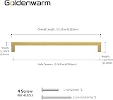 Goldenwarm 5 Pack Gold Cupboard Handles 320mm Center 332mm Overall view 3