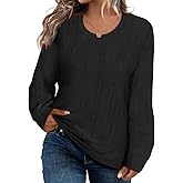 CARCOS Womens Plus Size Tops Fall Cable Knit Sweaters Long Sleeve Shirts Crewneck Lightweight Tunic Tops Winter XL-5XL