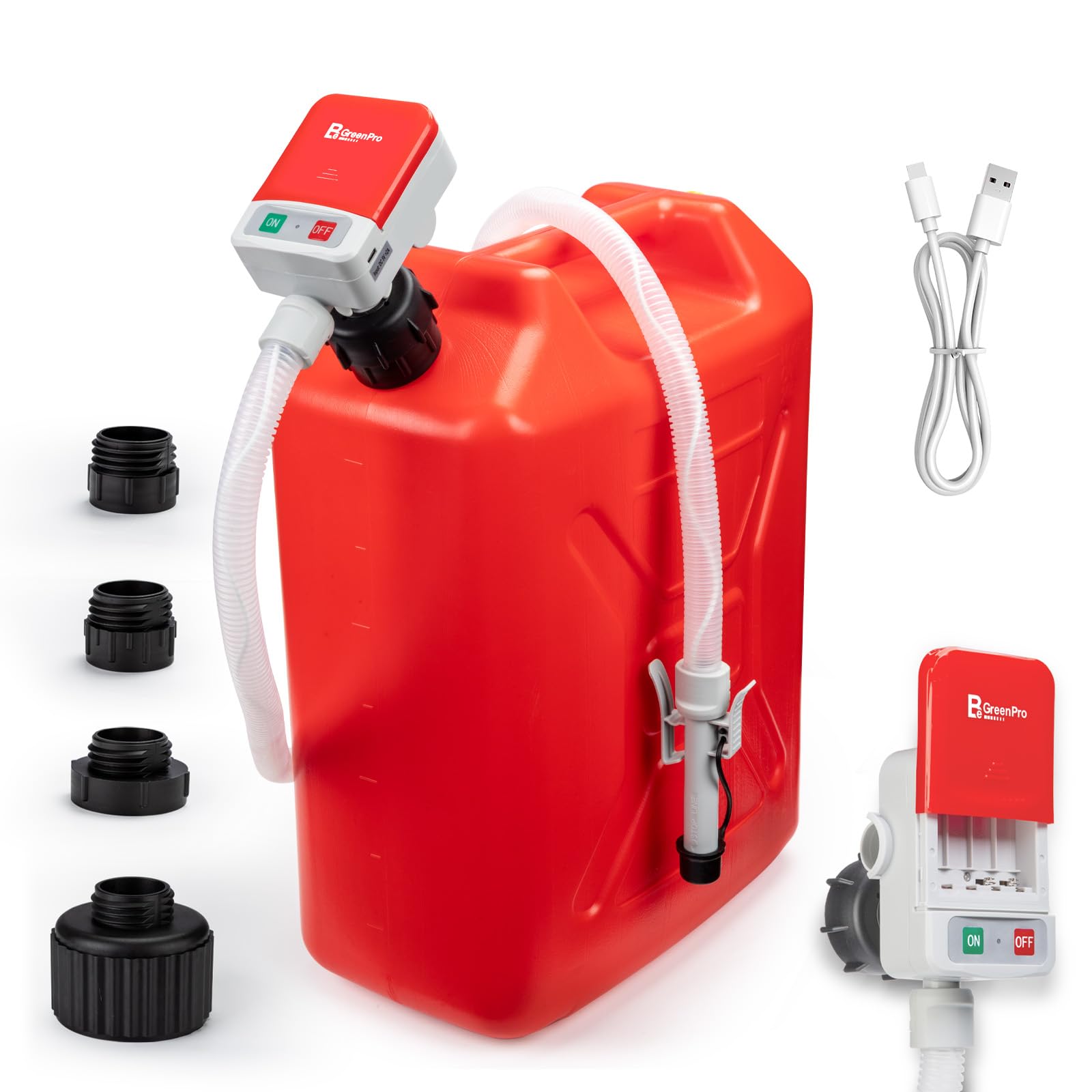 Photo 1 of Fuel Transfer Pump with Auto-stop Sensor Leak Protection, 3.2GPM Gas Transfer Pump, USB Type C/AA Battery Powered, 4 Tank Fits Most Gas Cans, 51" Hose - Portable Liquid Pump for Gasoline, Diesel, Oil