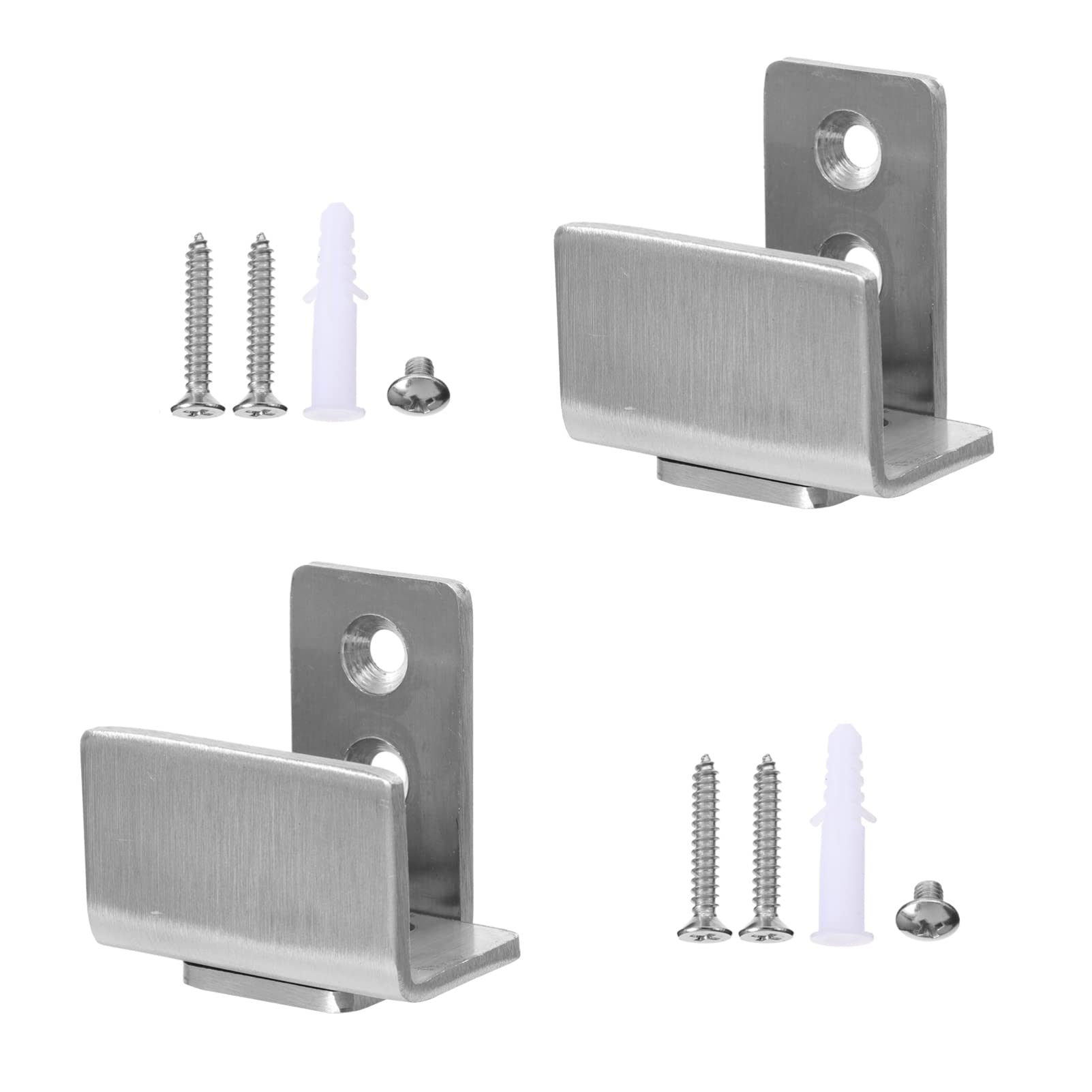TEHAUX Sliding Barn Roller Stainless Steel Wall Mount Adjustable Door Bottom Floor Guide for Home Bathroom Farmhouse, Silver, 2pcs