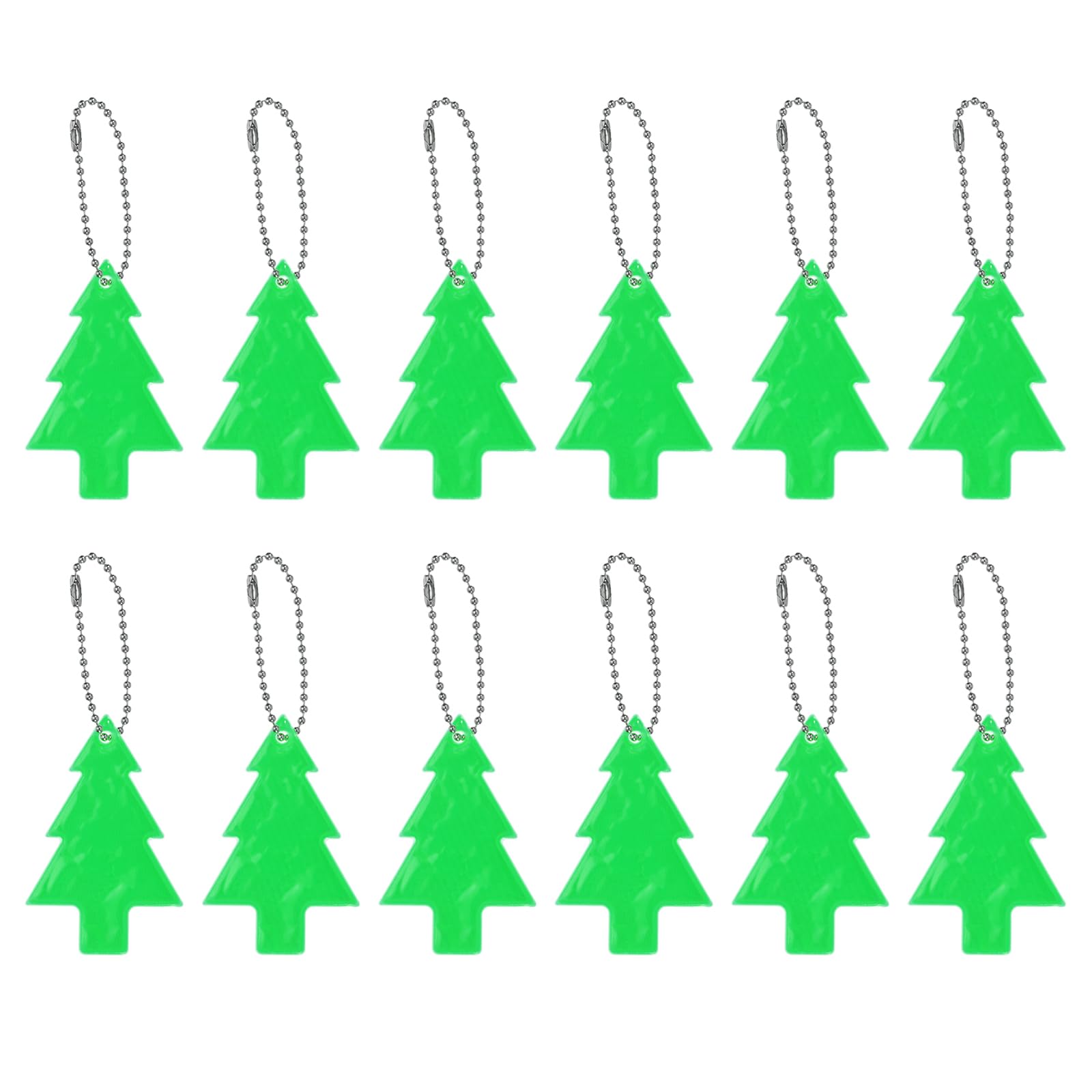 PATIKIL Reflective Keychain Tags, 12 Pack Reflective Pendant PVC High Visibility Reflector Key Ring Safety Reflector for Backpack Cycling Walking, Green