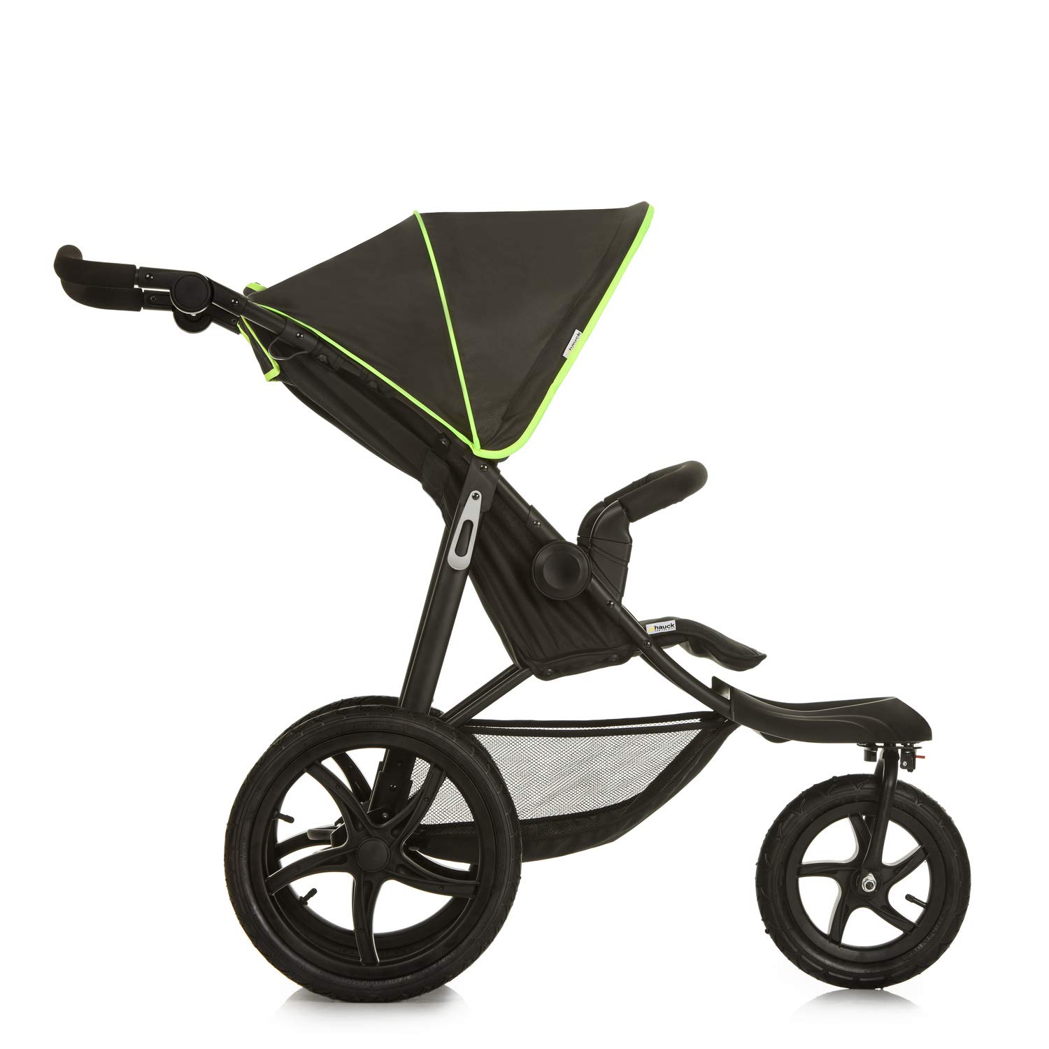 hauck Runner, Black / Neon Yellow - Robuster Dreirad Buggy mit XL Lufträdern, Federung, XL Netzfenster, Verstellbarer Schieber, mit Liegefunktion für Kinder ab Geburt bis 22 kg, Faltbar 4