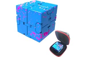 FUFUYOU Metal Fidget Toys Infinity Cube for Men Christmas Day Gifts Anxiety Stress Relief Aluminum Alloy Material (Blue & Pink)