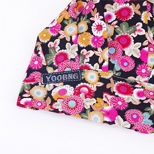 YOOBNG Women Scrub Bouffant Hat Cap Adjustable Classic Beauty Print Floral Cute One Set - Thumbnail 3