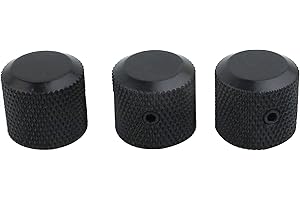 Guyker 3Pcs Brass Potentiometer Control Knobs with 6mm(0.24”) Dia. Shaft Pot - High Grade Knurled Volume Tuning Audio Knob Replacement for Electric Guitar or Precision Bass - CNC Machined(Black)