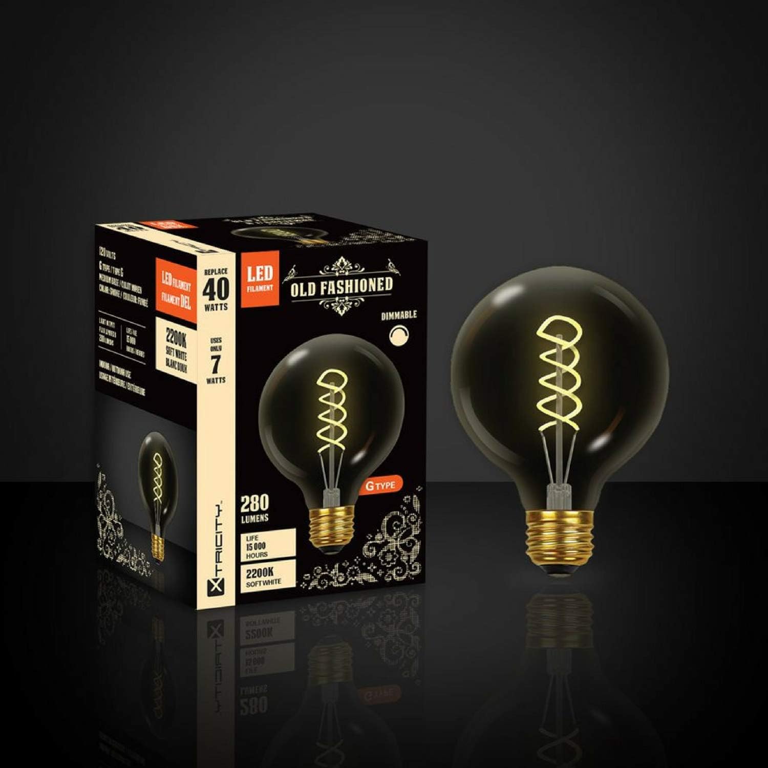 Vintage Globe Led Bulb Edison Style Spiral Filament Dimmable 7w 40 Watt Equivalent G40 E26 Medium Base 20k Soft White 280 Lumens Ul Listed Amazon Com