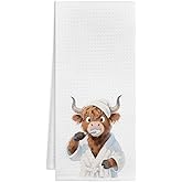 VIIJJUE Funny Cow Decorative Hand Towels for Bathroom, Cow Bathroom Decor, Toothbrush Heifer Decorative Hand Towels for Kids Bath Room Decor, 16x24 Inch