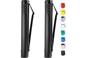 2-Pack Extendable Poster Tubes Expand from 24.5” to 40” with Shoulder Strap | Carry Documents, Blueprints, Drawings and Art |