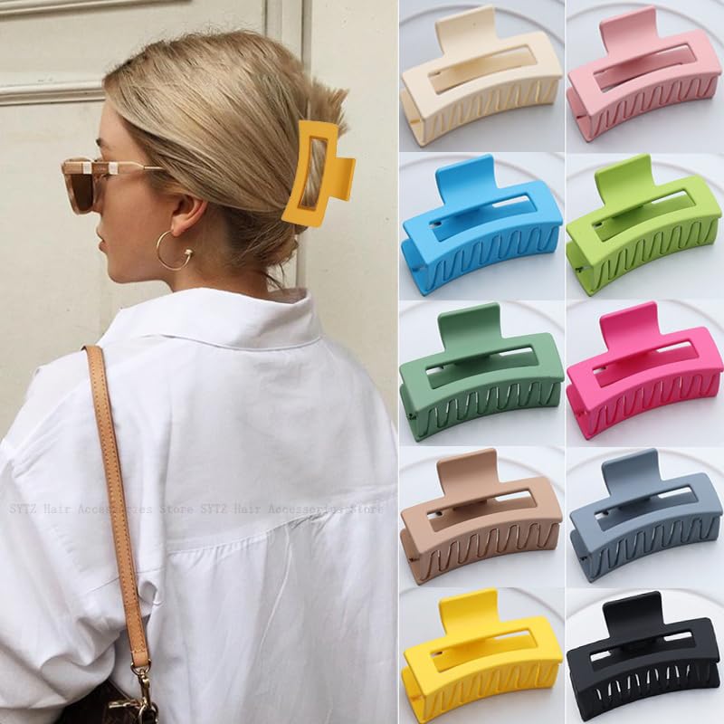 Women’s Hair Claw Clips – 4-Pack Matte Rectangle Clips, Non-Slip Square Hair Accessories for Thick and Thin Hair, Ideal for Daily Styling, Work, and Special Events at Amazon