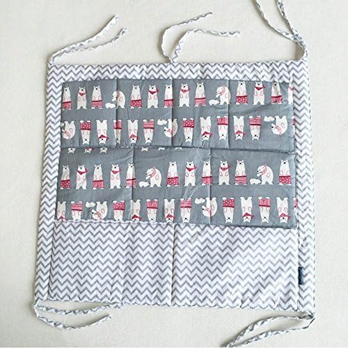 Baby Cot Bed Hanging Storage Bag Crib cot Organizer Storage Bag 6050cm Toy Diaper Pocket for Crib Bedding (Gray Bear)