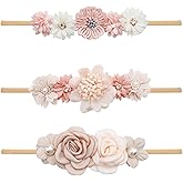 BFNAAgirl Baby Girl Headbands Nylon Flower Elastic Hairbands 3pcs Hair Accessories Gift for Newborn Infant Toddlers (17A#)