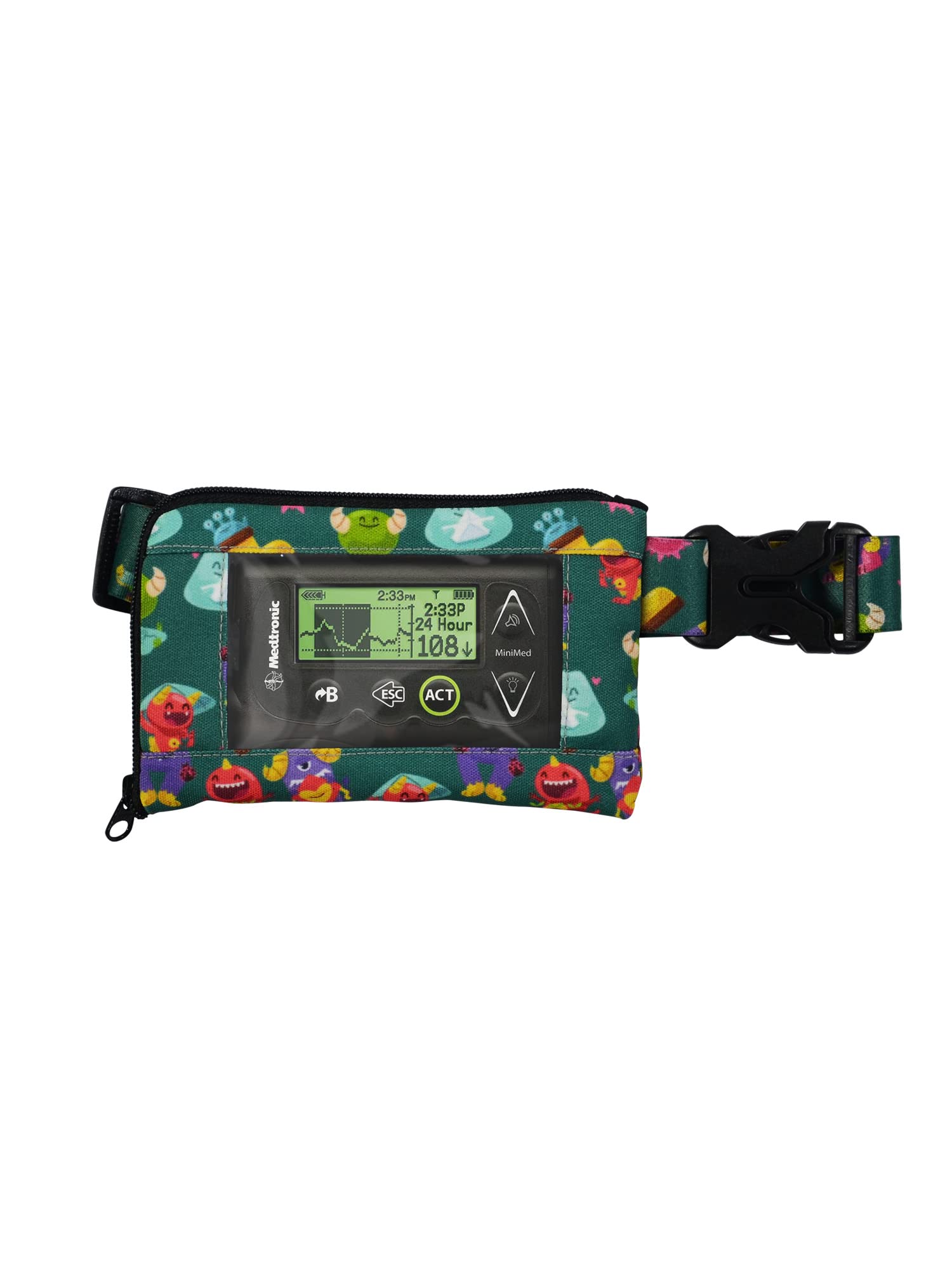 Children's Insulin Pump Belt with Control Window - Dia-Children Pump Belt - Adjustable 51-85cm - Compatible with MiniMed, Tande t:Slim, YpsoPump and Others (51-85cm) (Spring Monsters)
