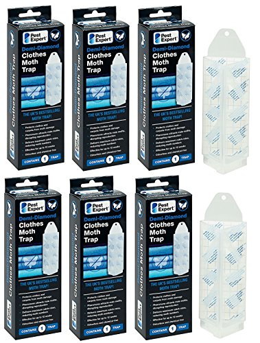 [- Pest Expert® Demi-Diamond Clothes Moth Pheromone Traps (6 Holders & 6 Pheromone Pads)  -