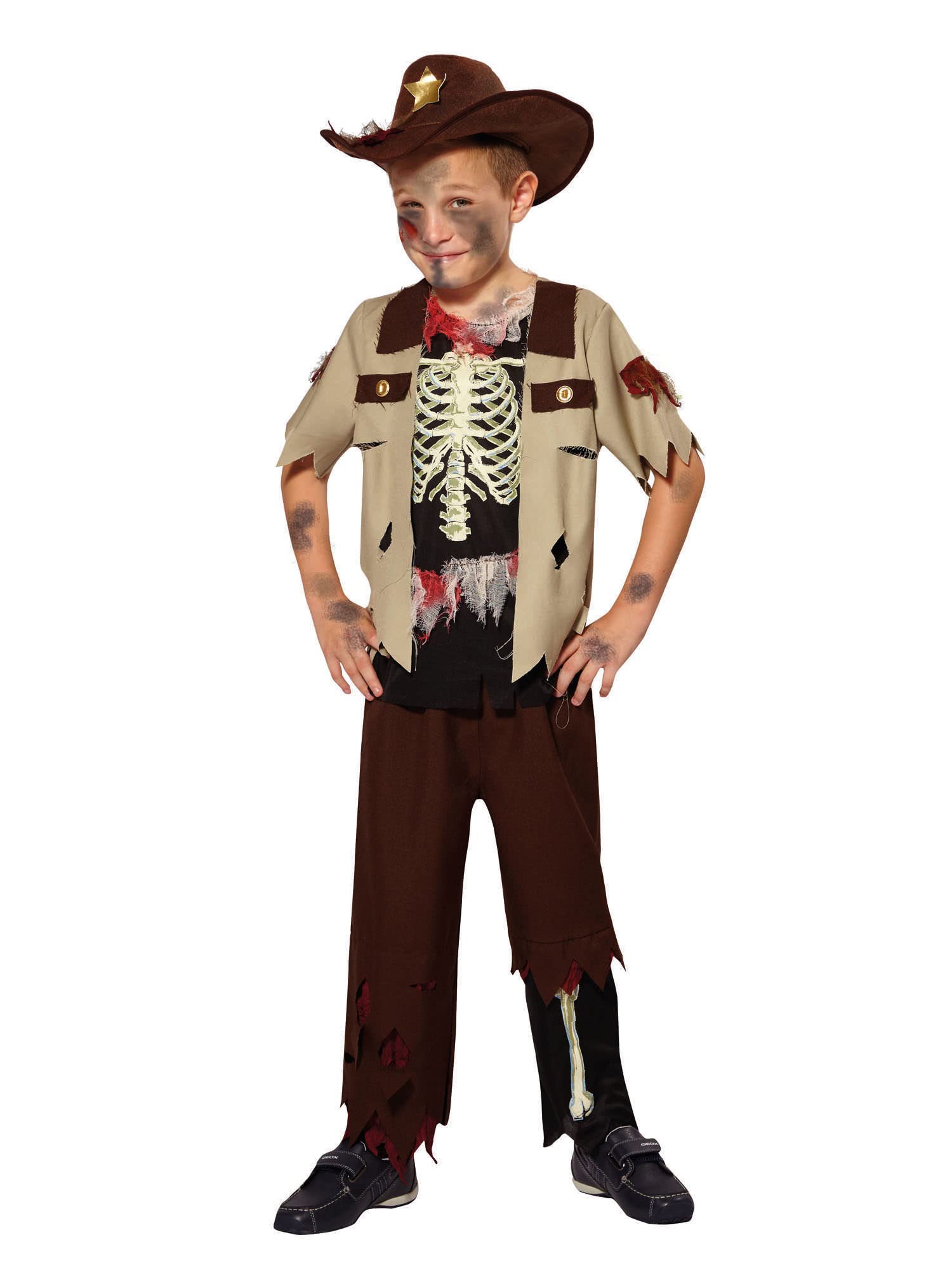 Bristol Novelty CF020 Skeleton Sheriff Costume, Medium, 122-134 cm, Approx Age 5-7 Years, Skeleton Sheriff (M) Halloween