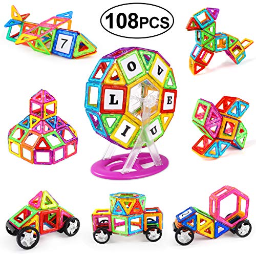Tomons 108 PCS Magnetic Blocks for Kids,Magnetic Tiles Building Blocks Toys with Ferris Wheel