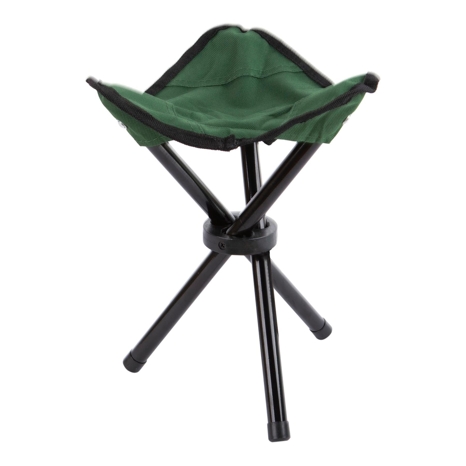 1x Green Folding Canvas Camping Stool - Adults Lightweight Folding Portable Outdoor Garden Beach Picnic Fishing Festival Camp Chairs - By Redwood