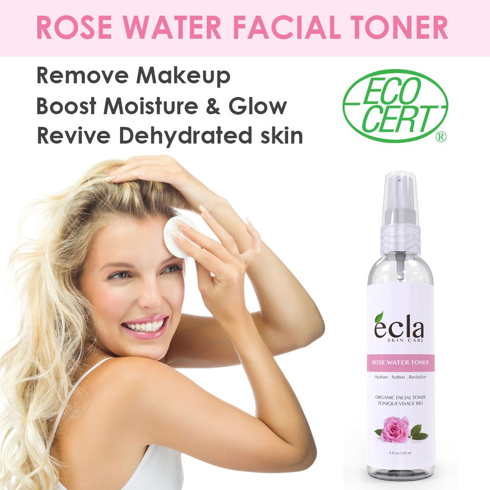 Rose Water Hydrosol Mist Spray Toner for Face, Eyes, Skin & Hair -100% Pure Organic Natural Astringent, Chemical Free Gentle Facial Cleanser for sensitive, Acne & Blemish skin (100 ml - 3.3 oz)