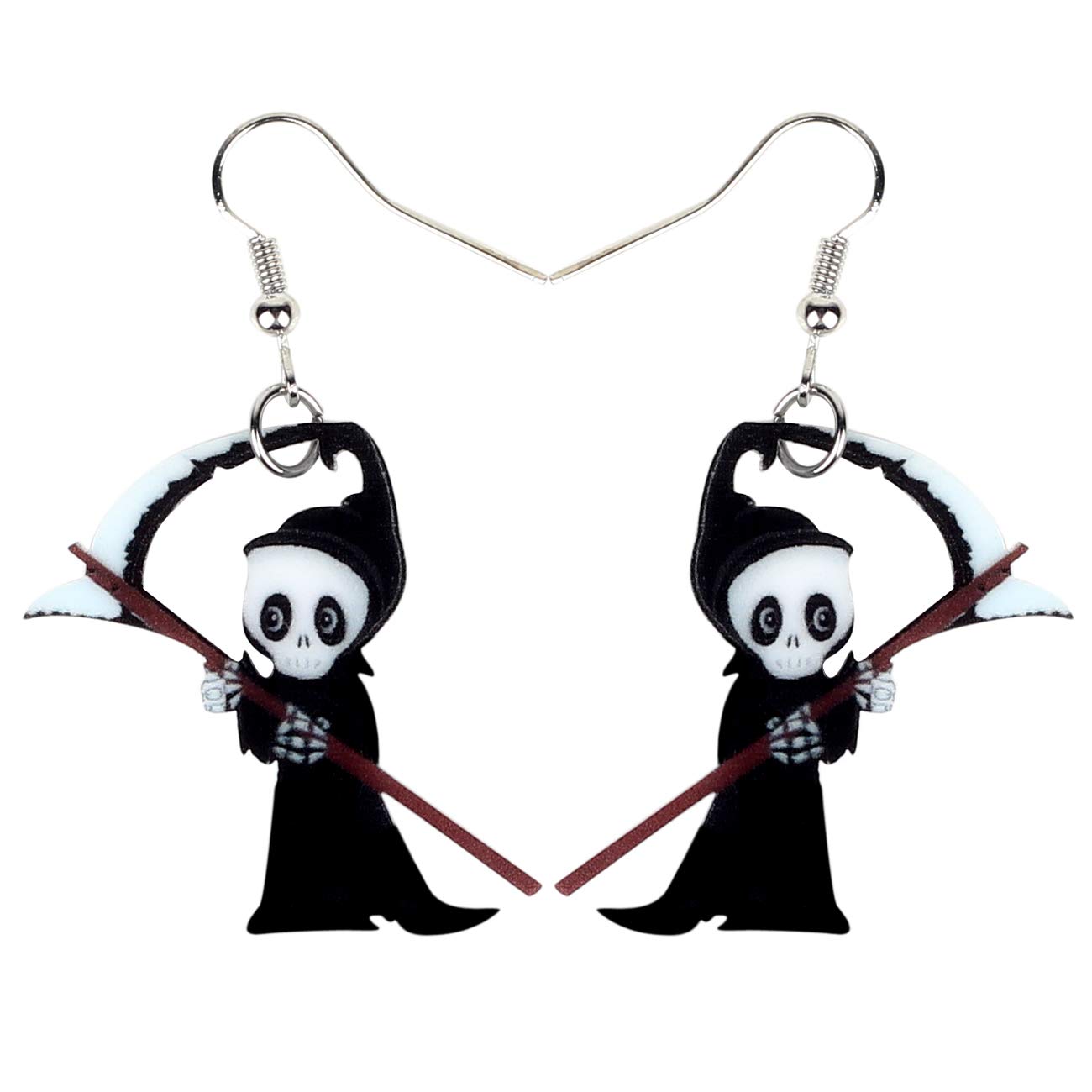 Bonsny Acrylic Drop Dangle Halloween Death Reaper Earrings Punk Jewelry For Women Kids Teens Gift (Black)