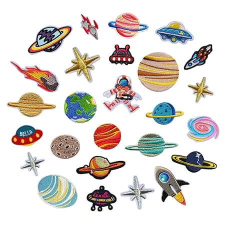 SUPVOX Patch Sticker Bügeln Stickerei Gestickte Sonnensystem Planet Astronaut Weltraumflug DIY Kleidung Patches Aufkleber 26 