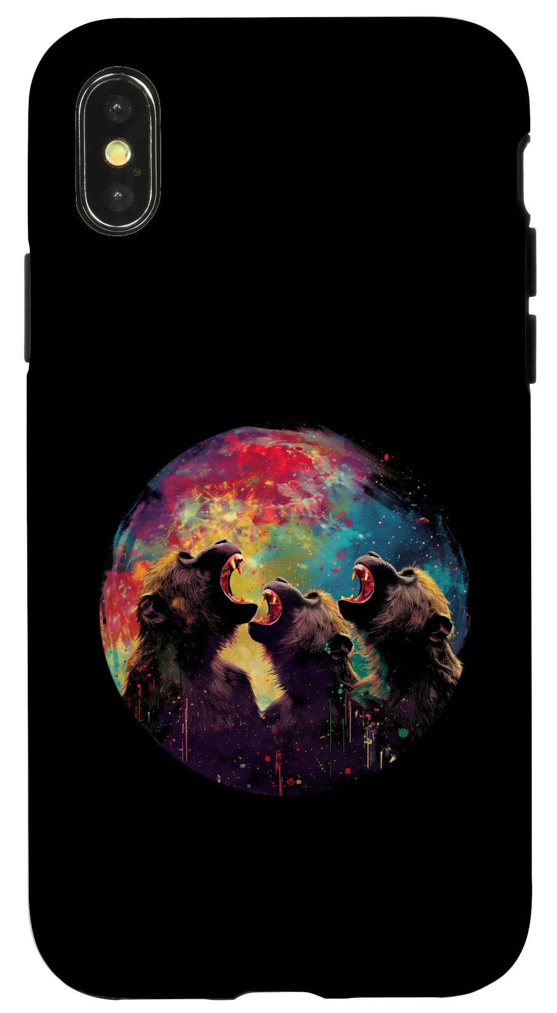 iPhone X/XS Baboon Monkey Howling Moon Case