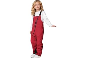 Kids Snow Bibs Boys Girls Waterproof Ski Pants Pockets Insulated Snowboard Overalls Adjustable Strap Winter Snowsuits