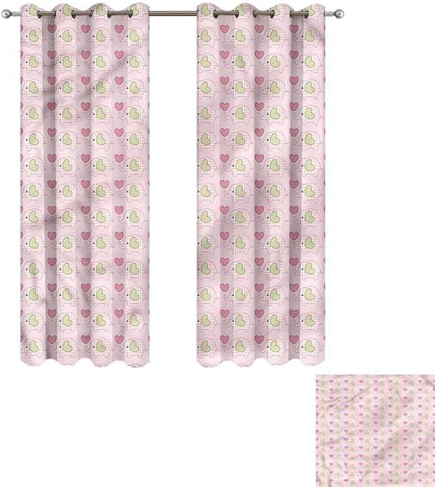 Cash Hoover Blackout Curtains Baby,Elephants in Tartan Hearts,Blackout Draperies for Bedroom Living Room 27" Wx72 L,2 Panels