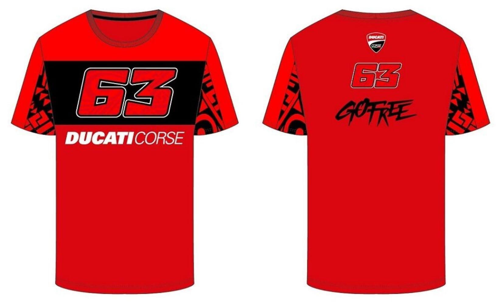 63 Bagnaia T-Shirt - Ducati Dual Line, Men, XXL, Red