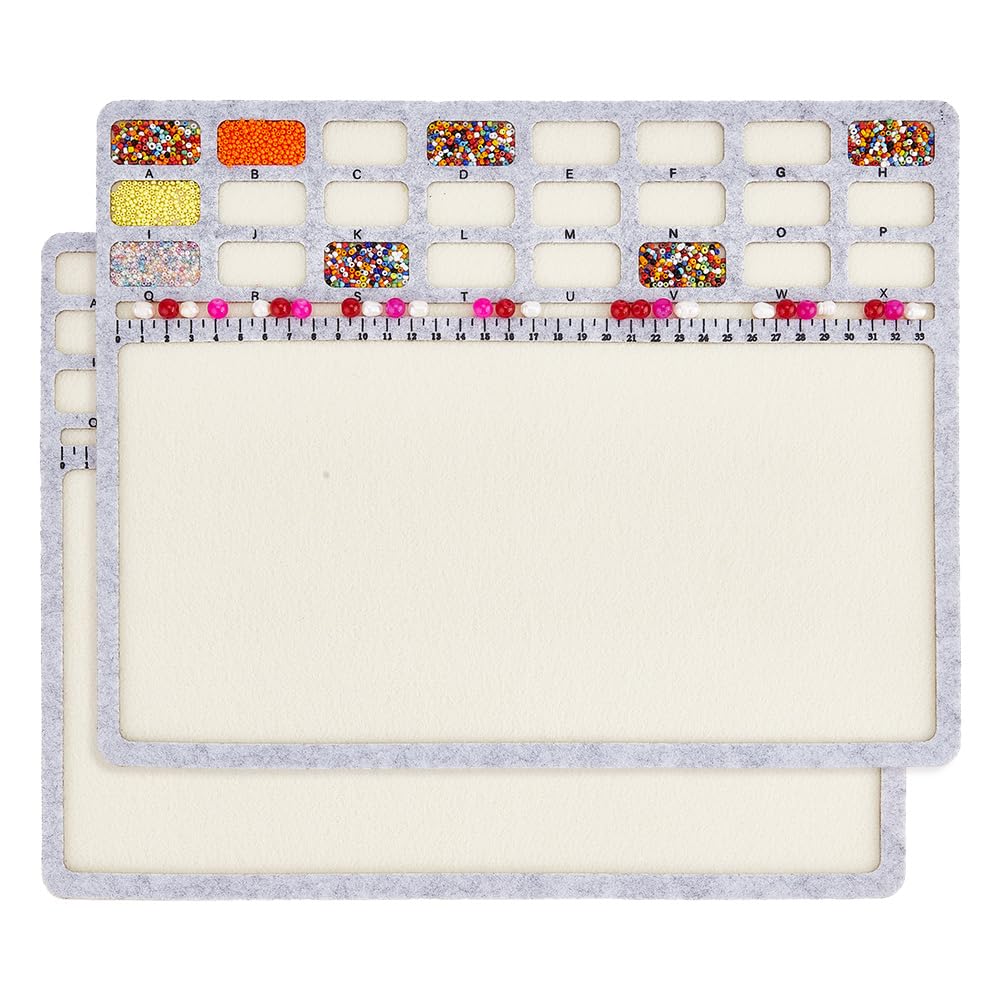 BENECREAT Large Rectangle Felt Beading Mat, Felt Bead Design Boards with Centimeter Alphabetic Scale Beads Tray Bead Pads for Art Crafts Jewelry Making Beading Supplies, 36.6x28.2cm — image 1