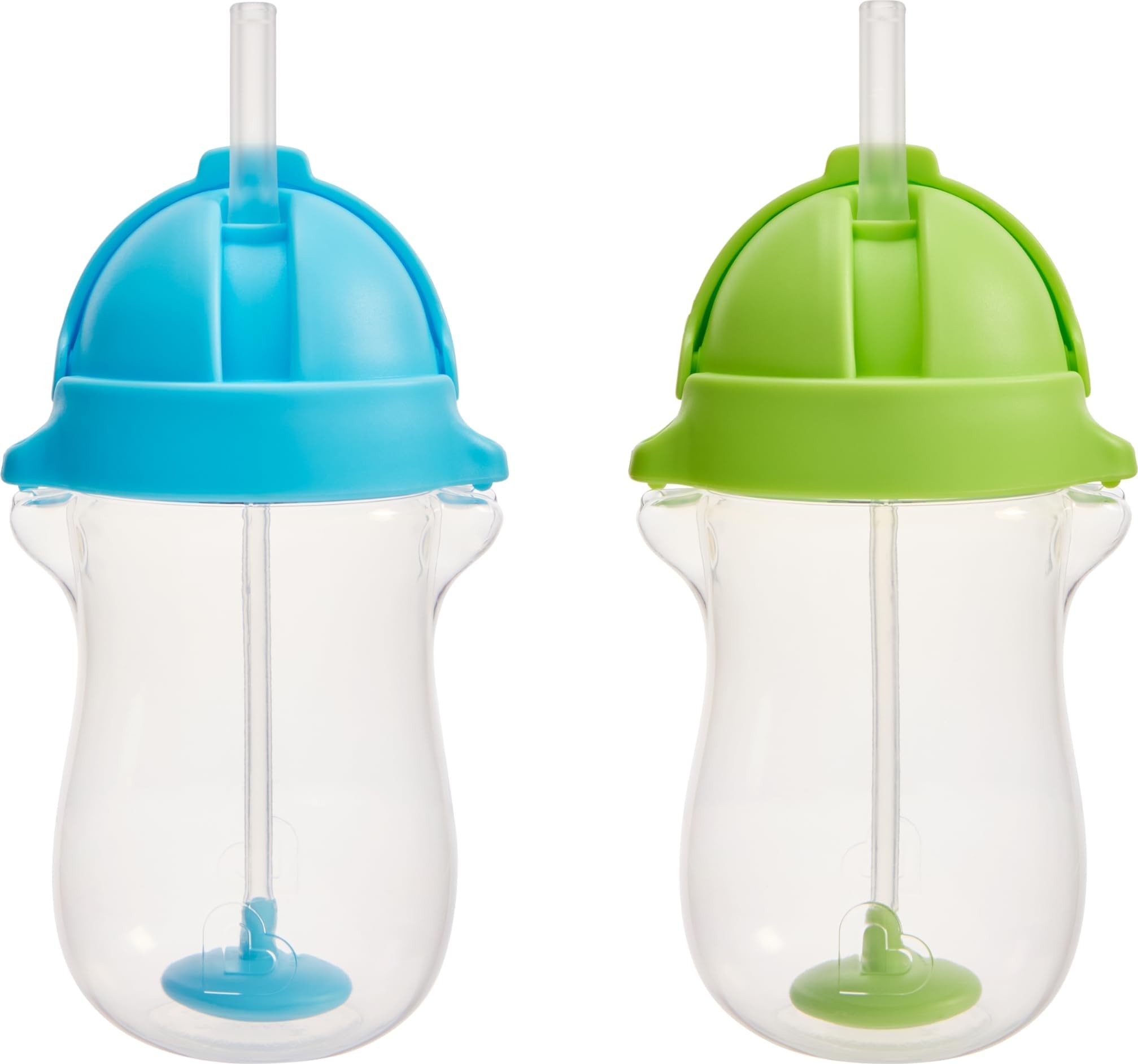 Munchkin Vasos con pajita para niños pequeños con peso en cualquier ángulo, 10 onzas, paquete de 2, azul/verde