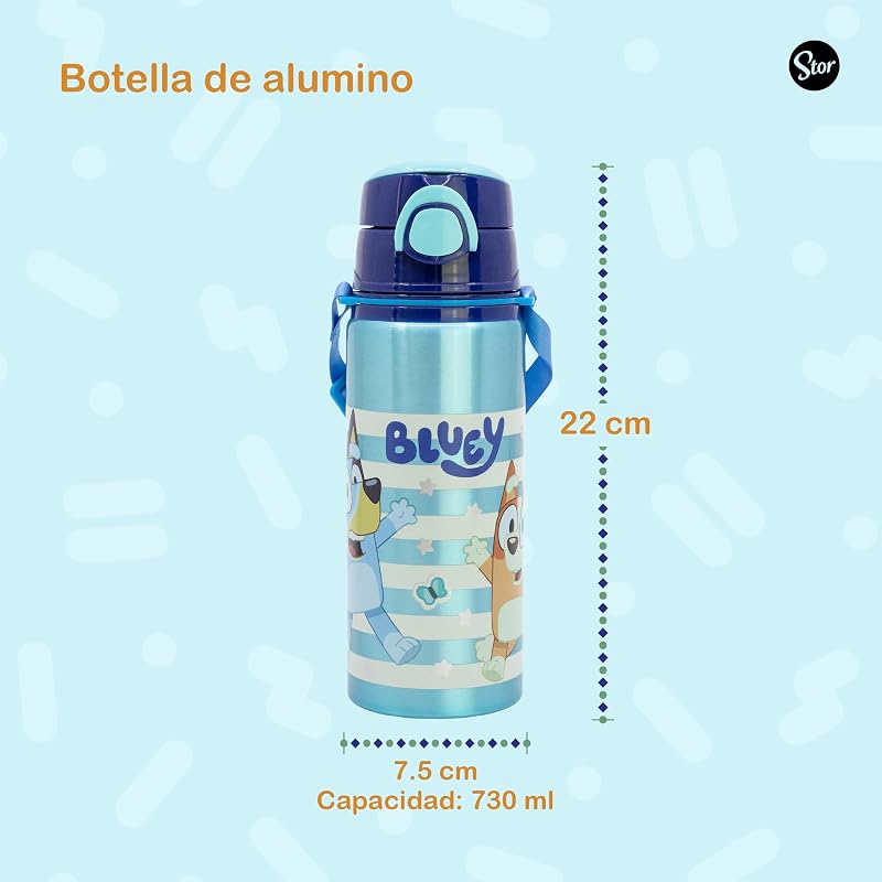 FRASCO DE ALUMÍNIO POP-UP COM TIRA 730 ML BLUEY