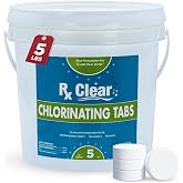 Rx Clear 3" Inch Chlorine Tabs | 5 Pounds | Individual Stabilized Chlorinating Tablets for Sanitizing Swimming Pools | Long Lasting, Slow Dissolving, and UV Protected