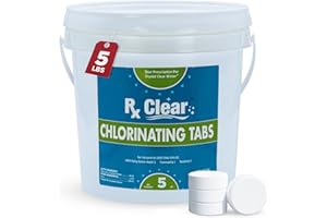Rx Clear 3" Inch Chlorine Tabs | 5 Pounds | Individual Stabilized Chlorinating Tablets for Sanitizing Swimming Pools | Long Lasting, Slow Dissolving, and UV Protected