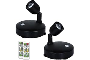 HAMVIDNE LED Spotlight, Battery Powered Picture Lights, Uplighting Indoor, Puck Lights with Remote, Small Spot Light for Wall Display Dartboard Painting Artwork Closet-Natural White