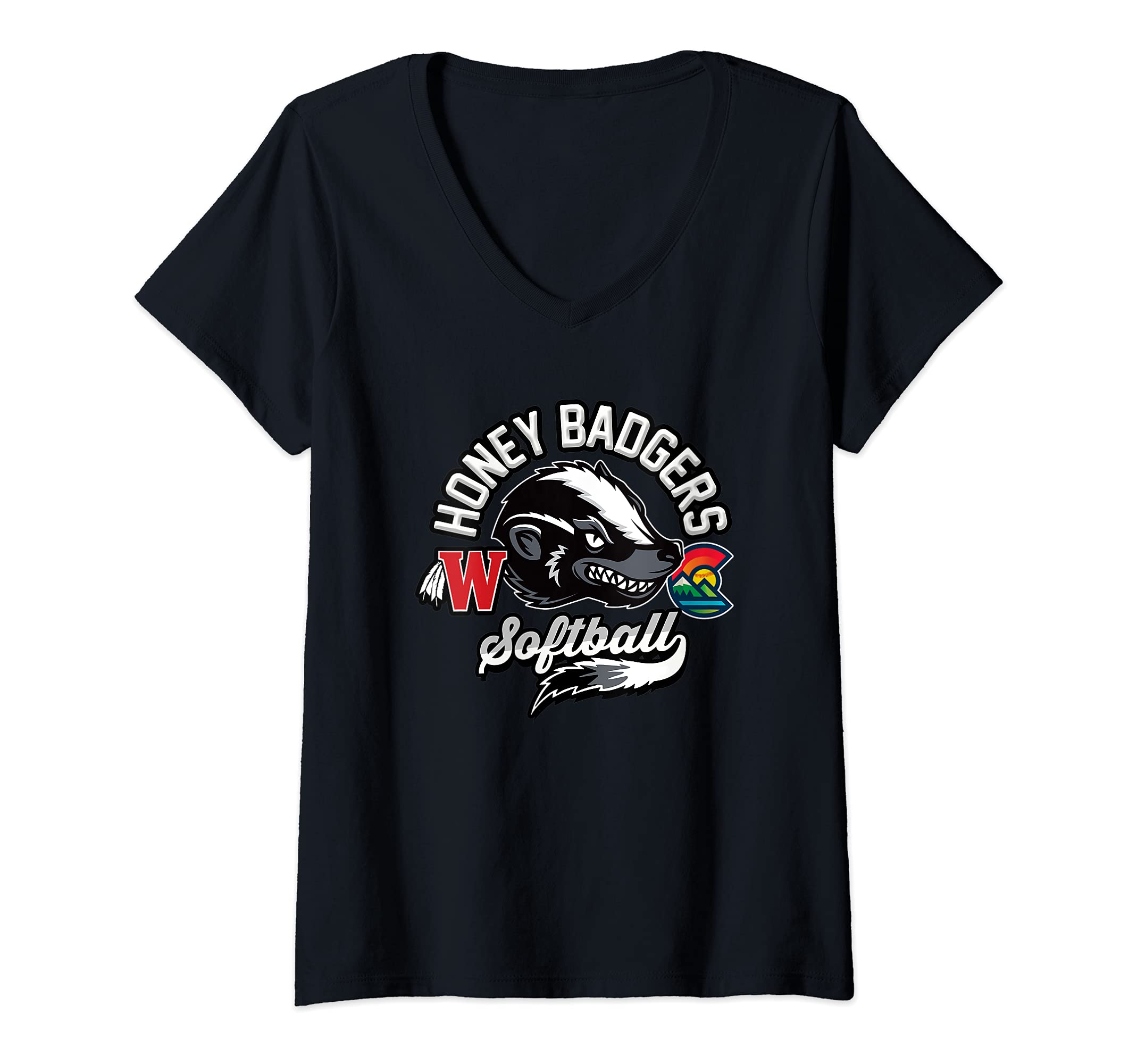 Womens Colorado Honey Badger Softball Team Jersey V-Neck T-Shirt