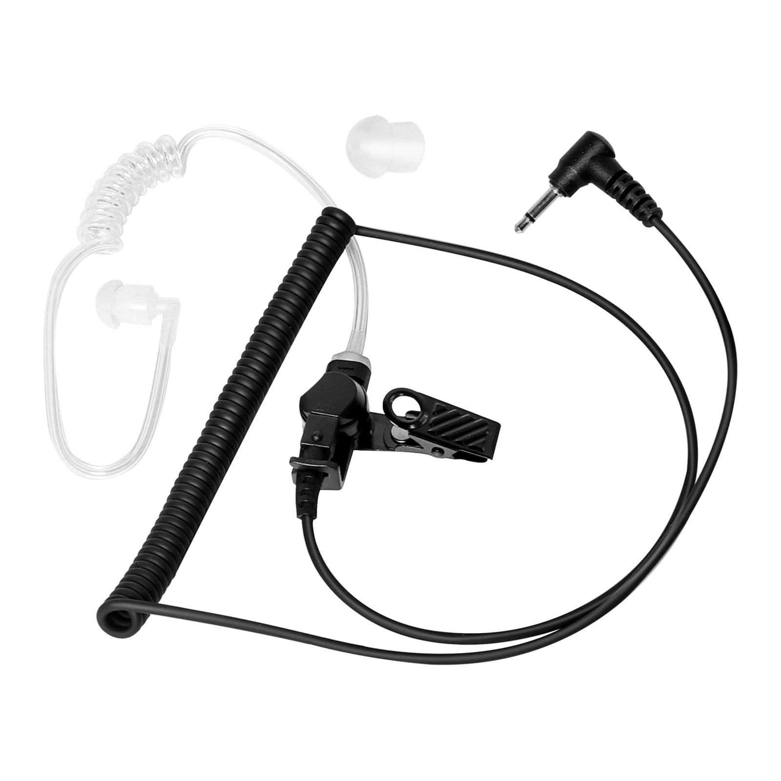 BLISCENTLY Acoustic Tube Listen-Only Earpiece for 2-Way Radio (3.5mm) - Clear Acoustic Coil Tube Earbud Audio Kit Compatible with Two-Way Radios, Transceivers, and Radio Speaker Mics Jacks - Black