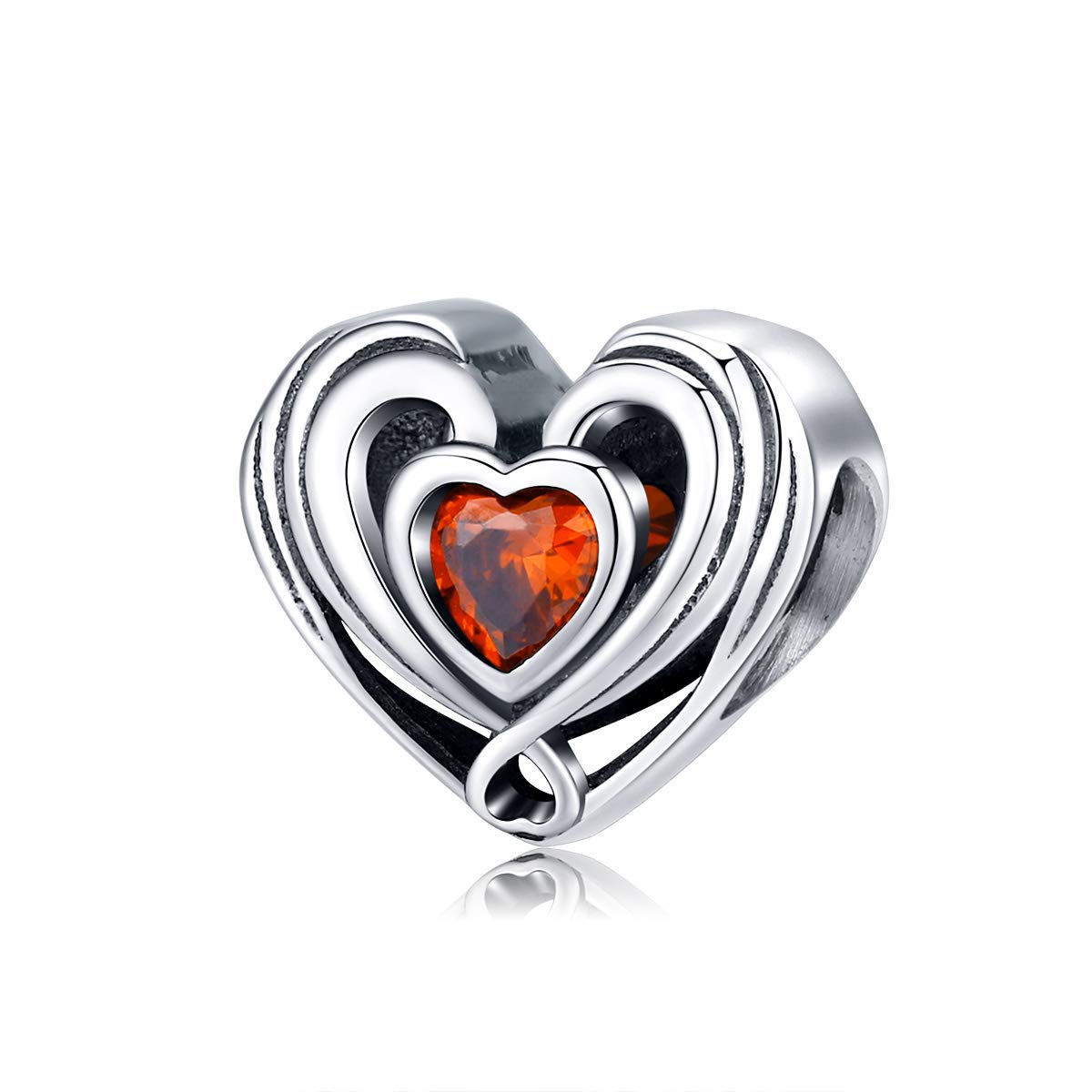 Bijoux Blu Genuine 925 Sterling Silver Openwork Red Heart Charm for Original Charms Bracelet Women Jewellery Making
