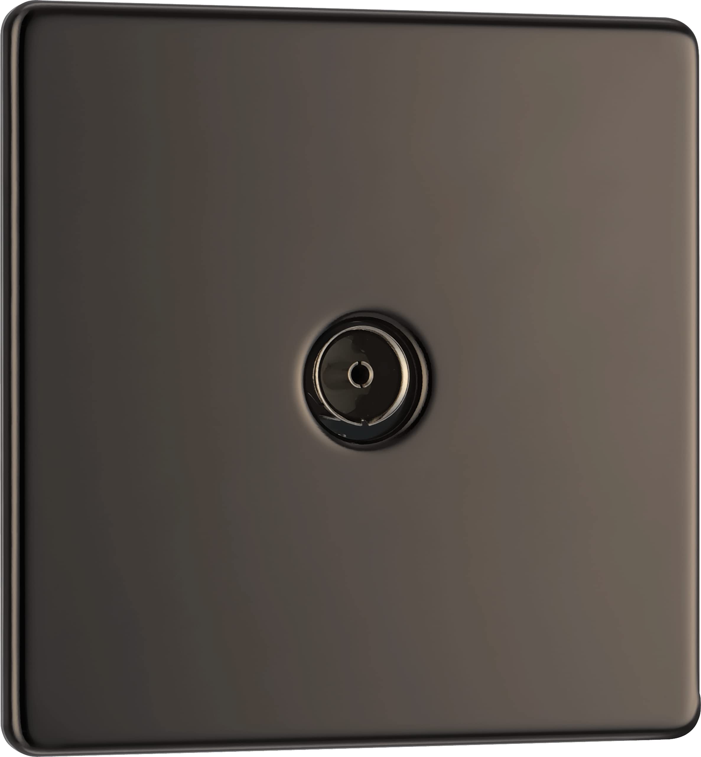 BG Electrical FBN60-01 Screwless Flat Plate Single Co-Axial Socket, Black Nickel