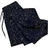 SOLY HUX Women's Glitter Wide Leg Pants Drawstring Elastic Waist Baggy Pants Trousers Streetwear