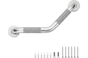 Grab Bars for Bathtubs and Showers- 1-1/4 x 16 Angled Shower Grab Bar for Seniors Knurled Stainless Steel Handicap Grab Bars 