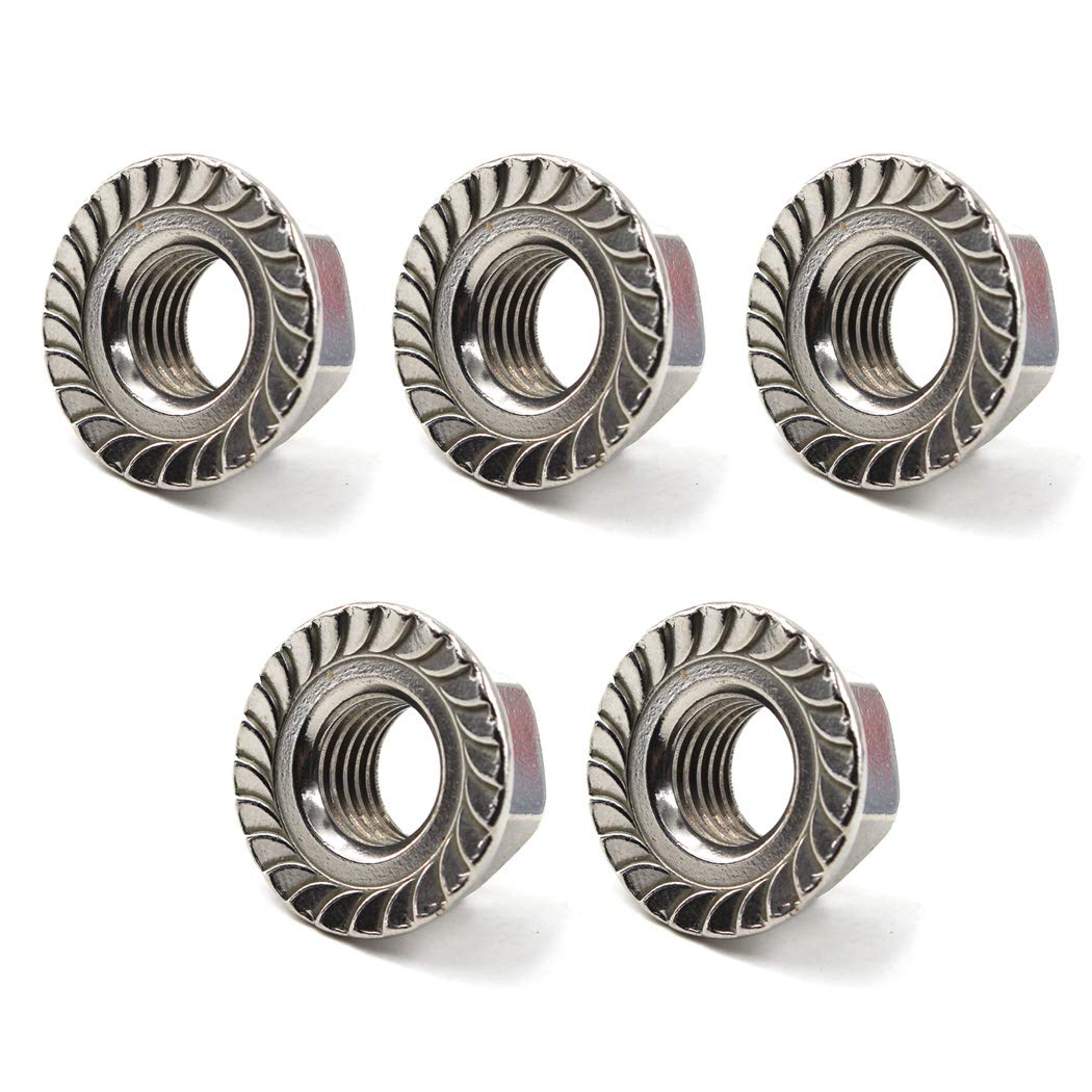 M16 Flange Nut Hex Lock Nuts,304 Stainless Steel (Pack of 5)