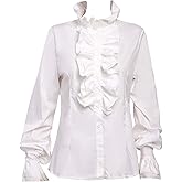 Taiduosheng Women Working Blouses Party Shirts Victorian Button Down Shirts Gothic Ruffled Lotus Shirt Tops