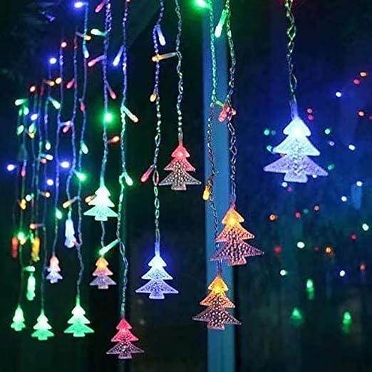 lopsnna luz cortina navidad 8 modos 96 leds 3 5m luz cadena luz de cortina led guirnaldas luminosas cadena de luces perfecto para decoracion de