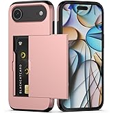 Nvollnoe Compatible with iPhone Air Case with Card Holder Dual Layer Heavy Duty Protective Shockproof Hidden Card Slot Slim Wallet Phone Case for Women&Men 6.5 inch(Rose Gold)